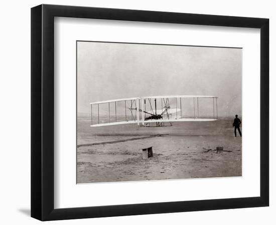 1903 Wright Brothers' Plane Taking Off at Kitty Hawk, North Carolina-null-Framed Photographic Print