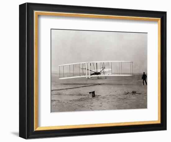 1903 Wright Brothers' Plane Taking Off at Kitty Hawk, North Carolina-null-Framed Photographic Print