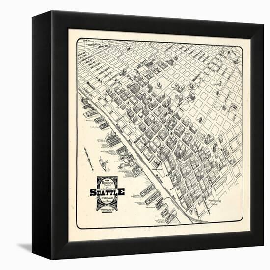 1904, Seattle Bird's Eye View of Business District, Washington, United States-null-Framed Premier Image Canvas