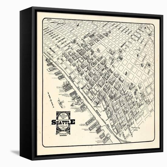 1904, Seattle Bird's Eye View of Business District, Washington, United States-null-Framed Premier Image Canvas
