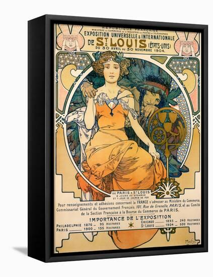 1904 St. Louis World's Fair Poster-Alphonse Mucha-Framed Stretched Canvas