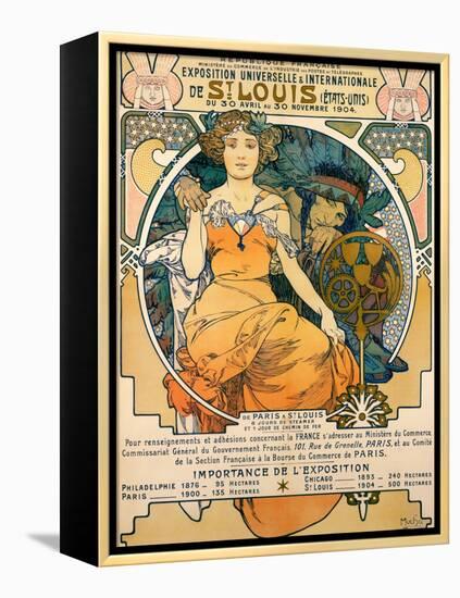 1904 St. Louis World's Fair Poster-Alphonse Mucha-Framed Stretched Canvas