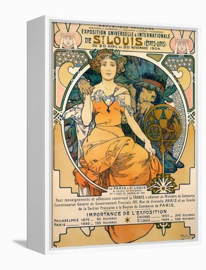 1904 St. Louis World's Fair Poster-Alphonse Mucha-Framed Stretched Canvas