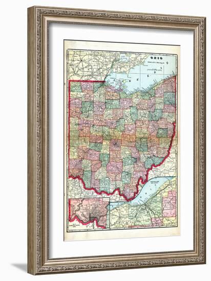 1905, Ohio State Map, Ohio, United States-null-Framed Giclee Print
