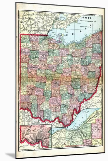 1905, Ohio State Map, Ohio, United States-null-Mounted Giclee Print