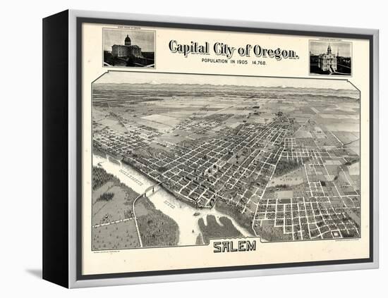 1905, Salem Bird's Eye View, Oregon, United States-null-Framed Premier Image Canvas