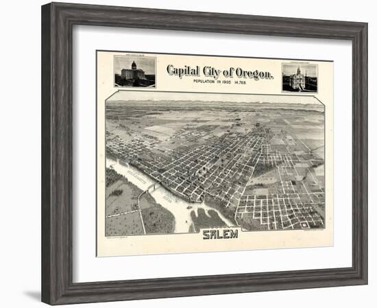 1905, Salem Bird's Eye View, Oregon, United States-null-Framed Giclee Print