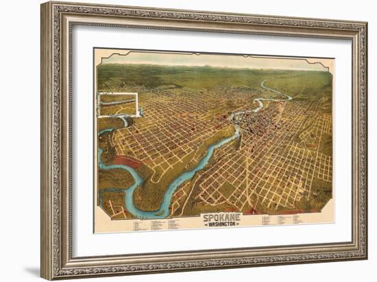 1905, Spokane Bird's Eye View, Washington, United States-null-Framed Giclee Print