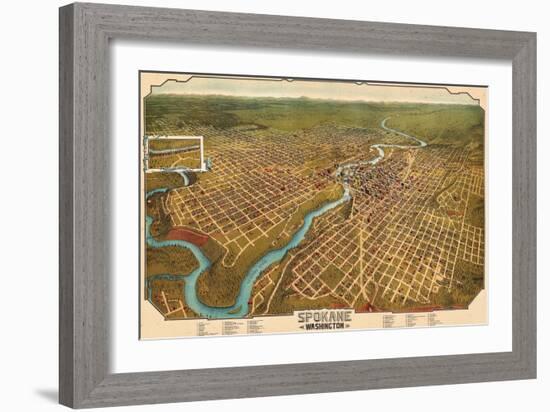 1905, Spokane Bird's Eye View, Washington, United States-null-Framed Giclee Print