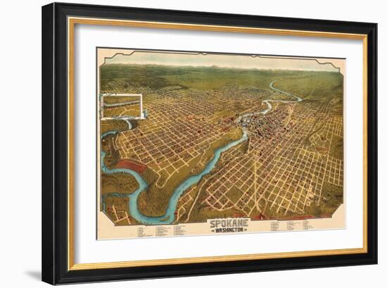 1905, Spokane Bird's Eye View, Washington, United States-null-Framed Giclee Print