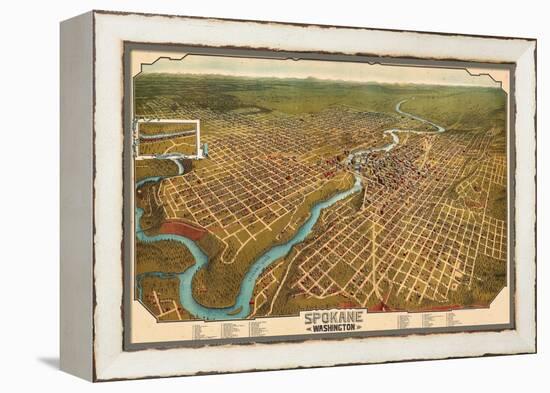 1905, Spokane Bird's Eye View, Washington, United States-null-Framed Premier Image Canvas