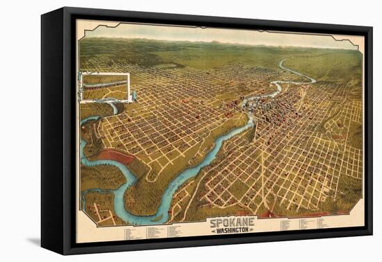 1905, Spokane Bird's Eye View, Washington, United States-null-Framed Premier Image Canvas