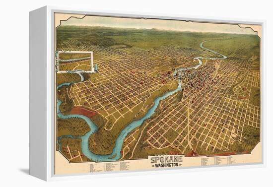 1905, Spokane Bird's Eye View, Washington, United States-null-Framed Premier Image Canvas