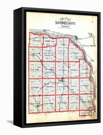 1907, County Outline Map, Nebraska, United States-null-Framed Premier Image Canvas