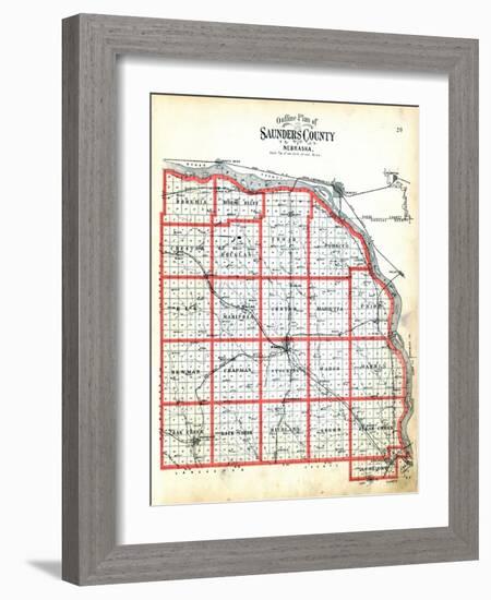 1907, County Outline Map, Nebraska, United States-null-Framed Giclee Print