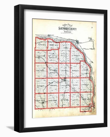 1907, County Outline Map, Nebraska, United States-null-Framed Giclee Print