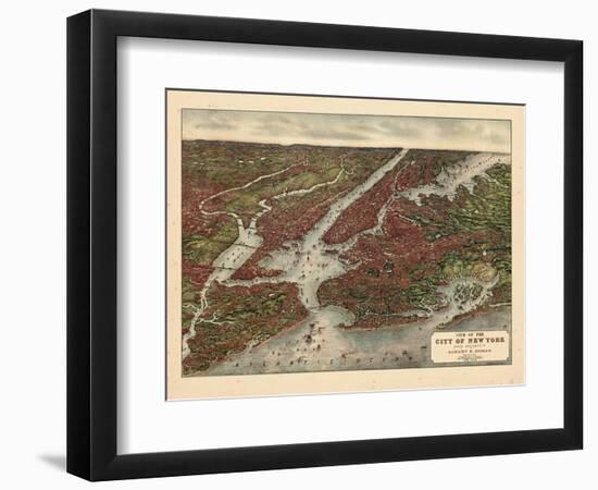 1907, New York City 1907 Bird's Eye View, New York, United States-null-Framed Giclee Print