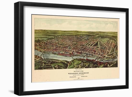 1907, Philadelphia Manayunk - Bird`s Eye View, Pennsylvania, United States-null-Framed Giclee Print