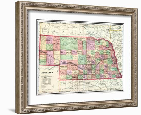 1907, State Map, Nebraska, United States-null-Framed Giclee Print