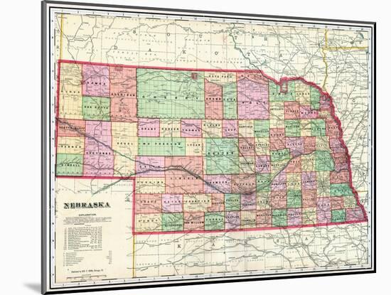 1907, State Map, Nebraska, United States-null-Mounted Giclee Print