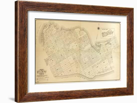 1908, Key West Wall Map from 1829 Maps and Surveys, Florida, United States-null-Framed Giclee Print