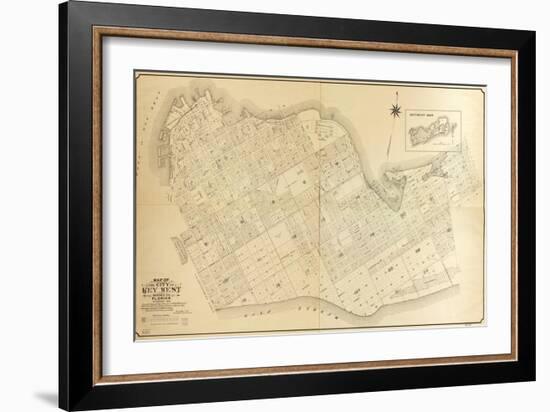 1908, Key West Wall Map from 1829 Maps and Surveys, Florida, United States-null-Framed Giclee Print