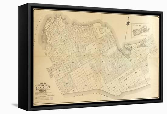 1908, Key West Wall Map from 1829 Maps and Surveys, Florida, United States-null-Framed Premier Image Canvas