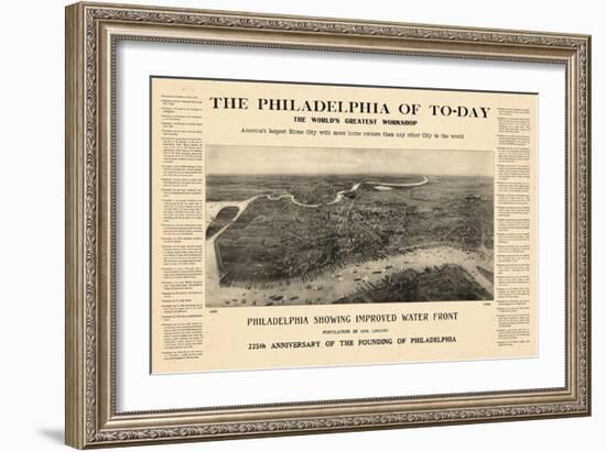 1908, Philadelphia Bird's Eye View, Pennsylvania, United States-null-Framed Giclee Print