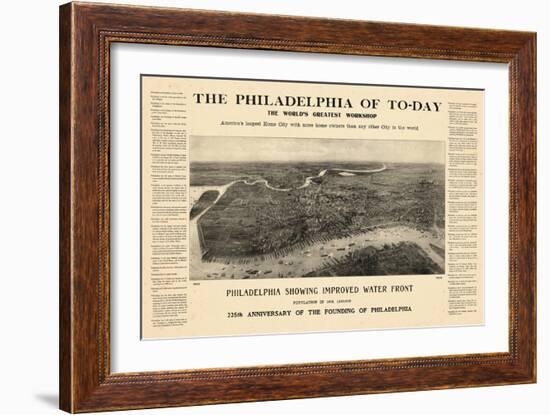 1908, Philadelphia Bird's Eye View, Pennsylvania, United States-null-Framed Giclee Print