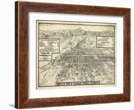 1909, Colorado Springs Bird's Eye View, Colorado, United States-null-Framed Giclee Print