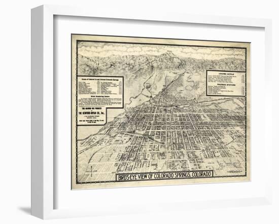 1909, Colorado Springs Bird's Eye View, Colorado, United States-null-Framed Giclee Print