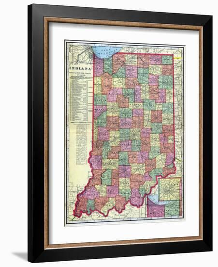 1909, Indiana State Map, Indiana, United States-null-Framed Giclee Print