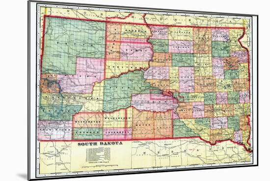 1909, State Map, South Dakota, United States-null-Mounted Giclee Print