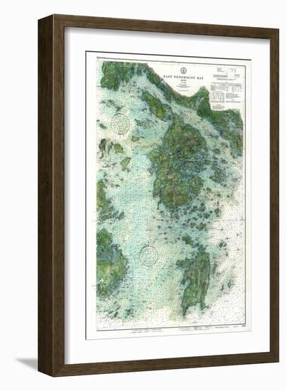 1910, East Penobscot Bay Chart with Background, Maine, Unit-null-Framed Giclee Print