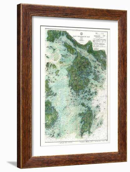 1910, East Penobscot Bay Chart with Background, Maine, Unit-null-Framed Giclee Print