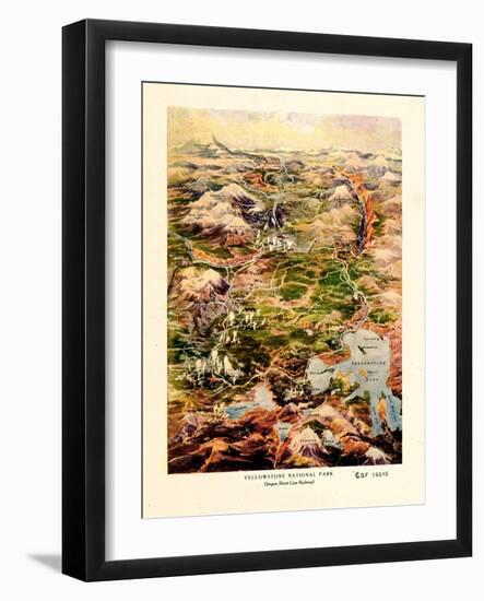 1910, Yellowstone 1910 Bird's Eye View, Wyoming, United States-null-Framed Giclee Print