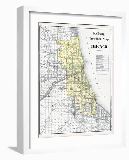 1911, Chicago Railroad Map 1911, Illinois, United States-null-Framed Giclee Print