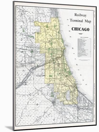 1911, Chicago Railroad Map 1911, Illinois, United States-null-Mounted Giclee Print