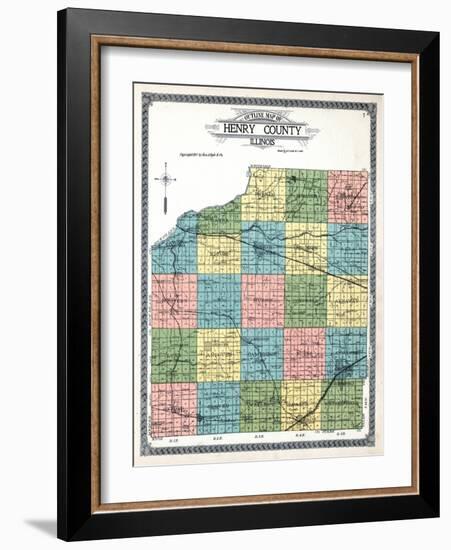 1911, Henry County Outline Map, Illinois, United States-null-Framed Giclee Print