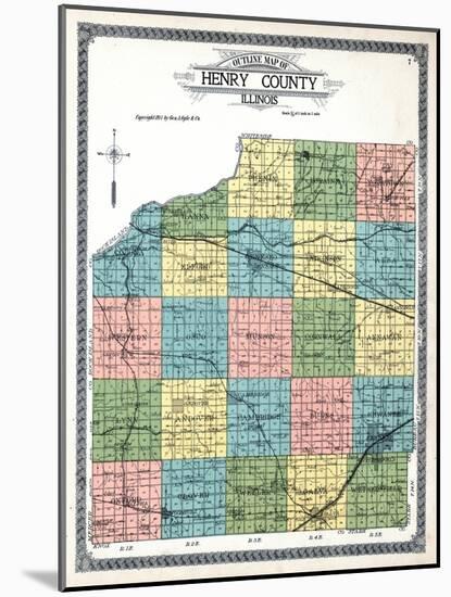 1911, Henry County Outline Map, Illinois, United States-null-Mounted Giclee Print