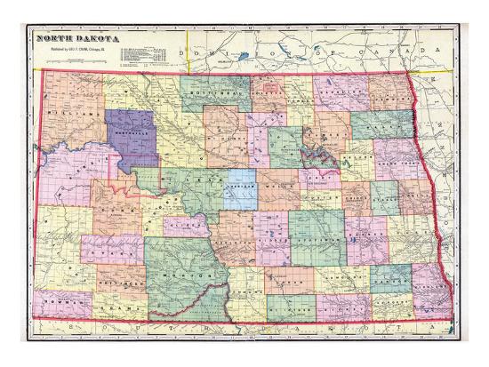 1911 North Dakota State Map North Dakota United States Giclee Print By Artcom 1911 North Dakota State Map North Dakota United States Giclee Print By Artcom