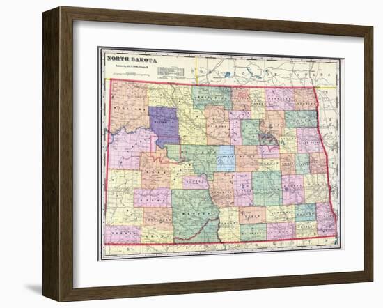 1911, North Dakota State Map, North Dakota, United States-null-Framed Giclee Print