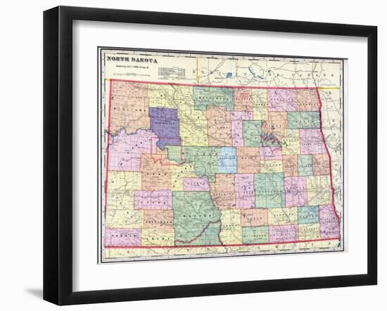 1911, North Dakota State Map, North Dakota, United States-null-Framed Giclee Print