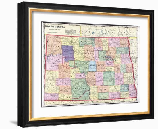 1911, North Dakota State Map, North Dakota, United States-null-Framed Giclee Print