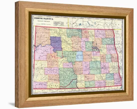 1911, North Dakota State Map, North Dakota, United States-null-Framed Premier Image Canvas