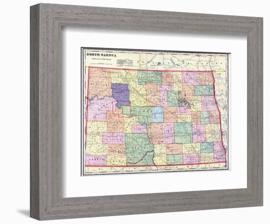 1911, North Dakota State Map, North Dakota, United States-null-Framed Giclee Print