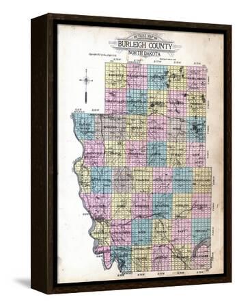 Burleigh County Plat Map 1912, Burleigh County Outline Map, North Dakota, United States' Giclee  Print | Art.com