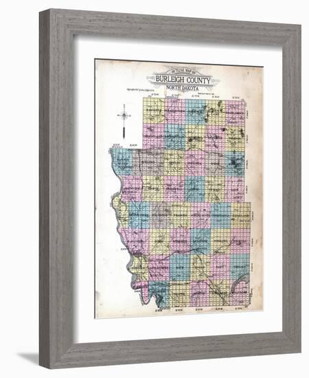 1912, Burleigh County Outline Map, North Dakota, United States-null-Framed Giclee Print