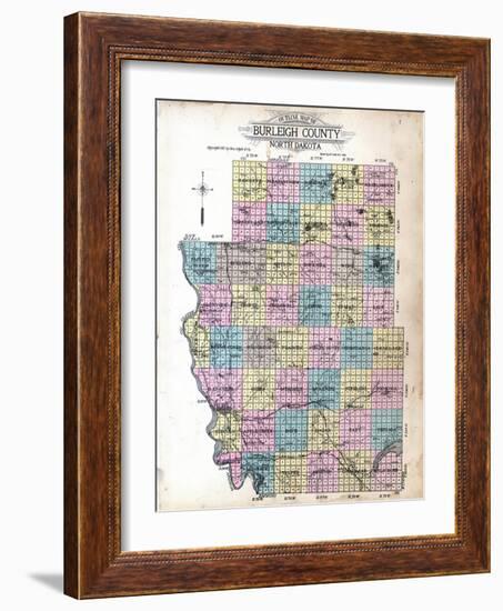 1912, Burleigh County Outline Map, North Dakota, United States-null-Framed Giclee Print