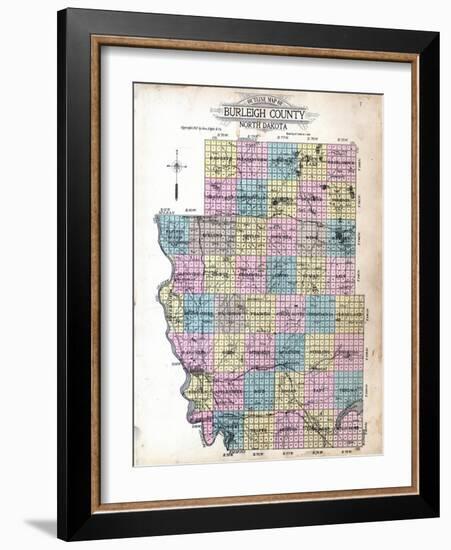 1912, Burleigh County Outline Map, North Dakota, United States-null-Framed Giclee Print